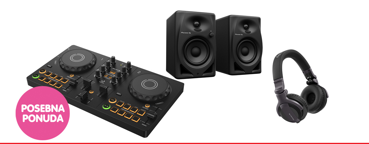 SET KONTROLER ALPHATHETA DDJ-FLX2, ZVUČNICI PIONEER DJ DM-40D I SLUŠALICE PIONEER DJ HDJ-CUE1